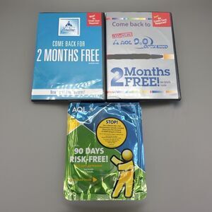 Vintage AOL America Online 2 Empty DVD Cases "2 Months Free" Promo Tech Lot